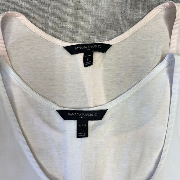 Banana Republic Tank Tops White Pink Set Polyester‎ Cotton Women’s Petite Small - Picture 11 of 12